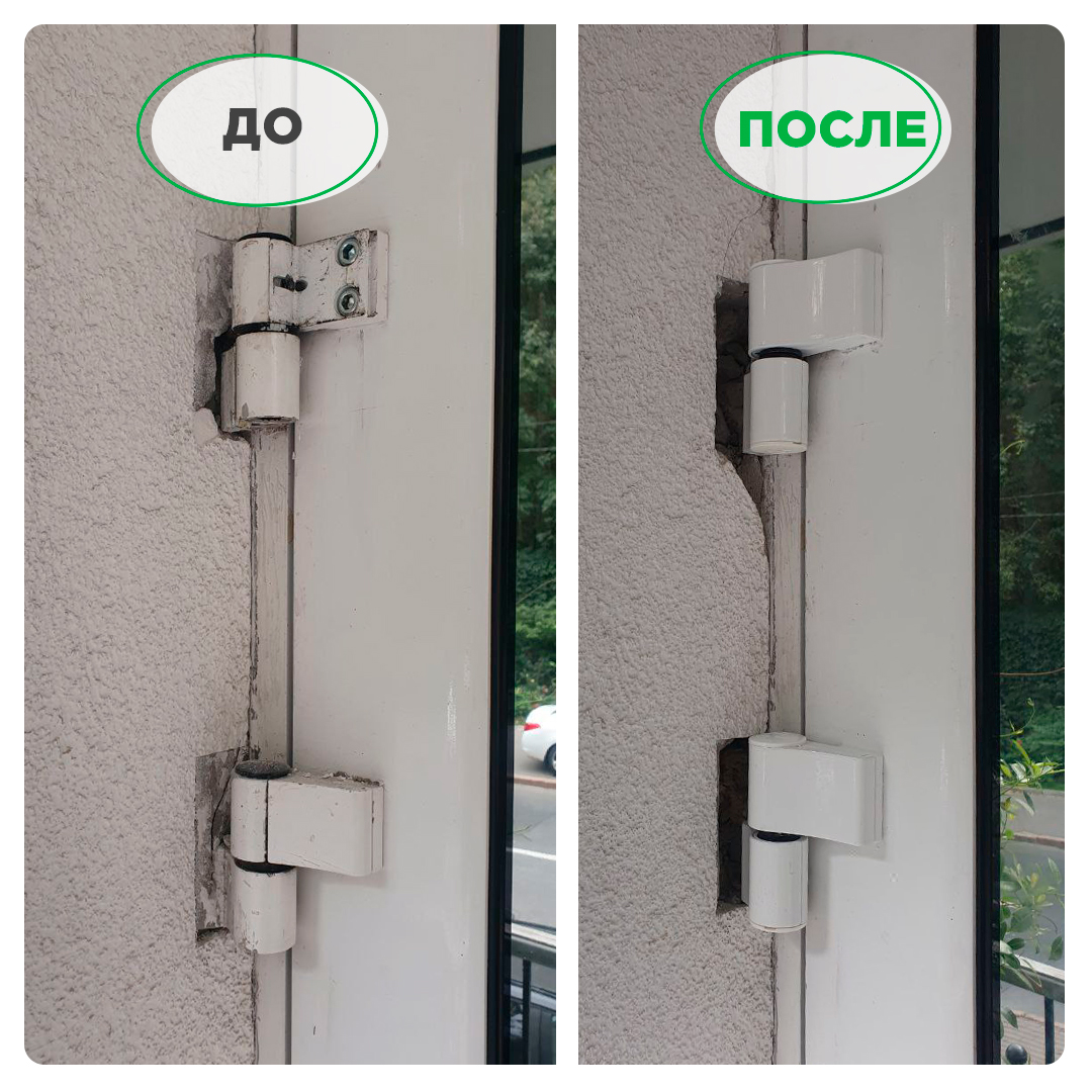 Замена петель на алюминиевых дверях